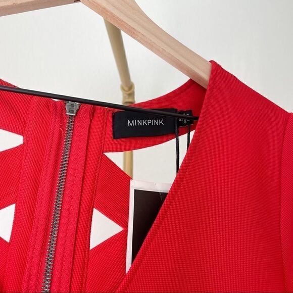 MINKPINK Criss Cross Red Skater Dress NEW S - Picture 5 of 7